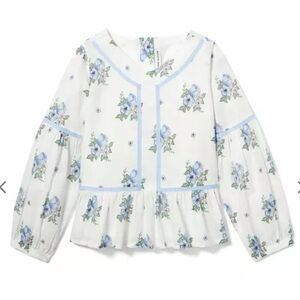 Janie and Jack FLORAL SWISS DOT TOP